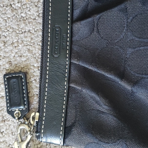 Coach Black Monogram Wristlet Zip Bag - Picture 2 of 7